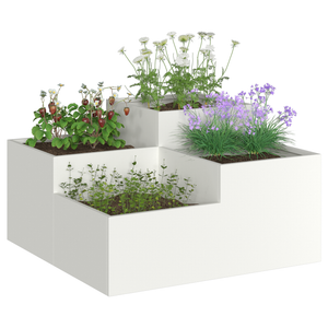 Fioriera da Giardino 80x80x48 cm Acciaio Bianco
