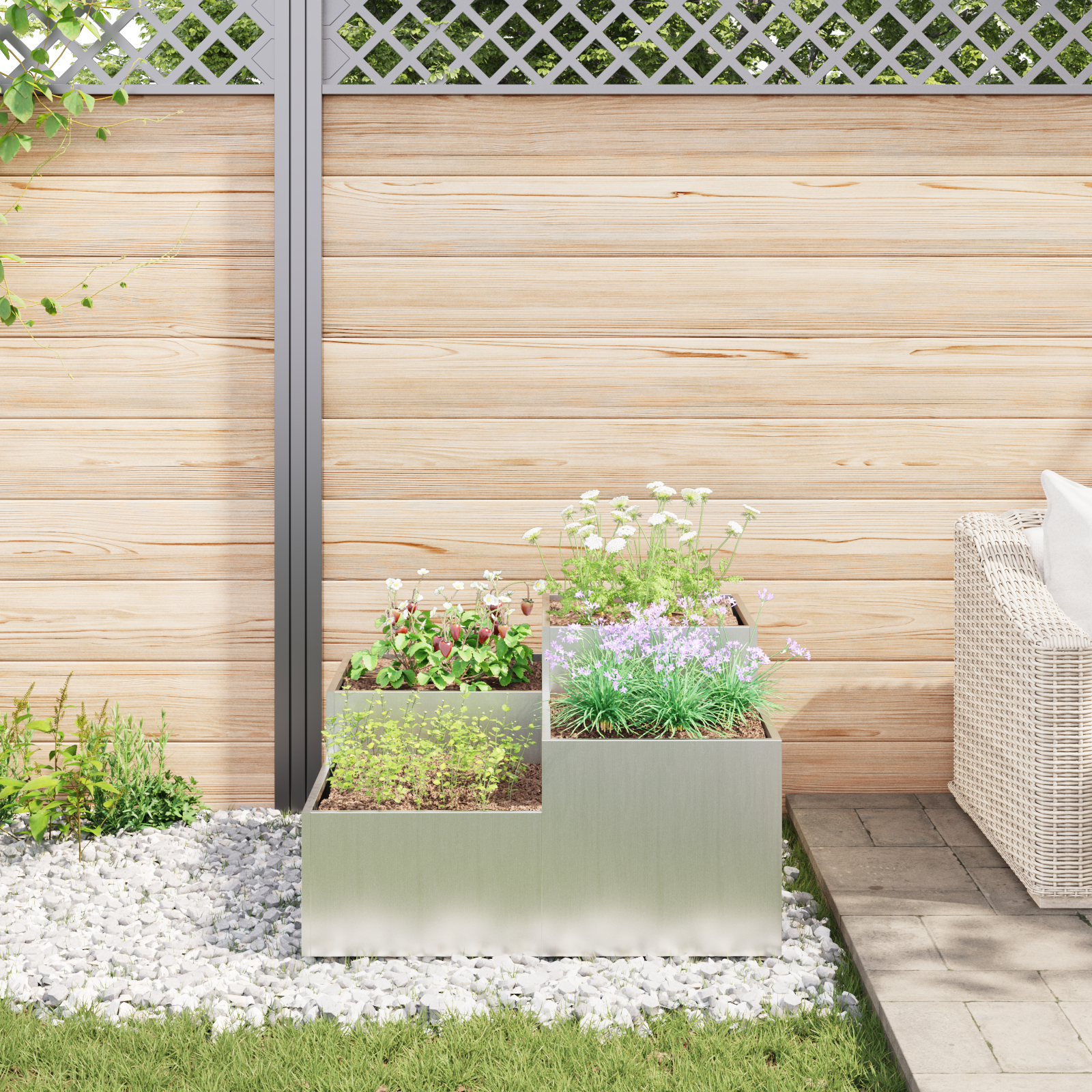 vivaXL Fioriera da Giardino 100x100x48 cm Acciaio Zincato