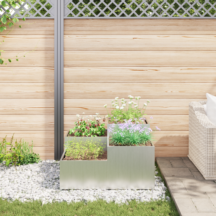 vivaXL Fioriera da Giardino 100x100x48 cm Acciaio Zincato