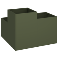 Vaso da Giardino 100x100x60 cm Verde Oliva Acciaio