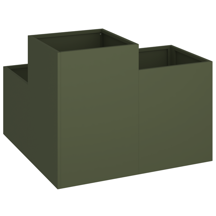 Vaso da Giardino 100x100x60 cm Verde Oliva Acciaio