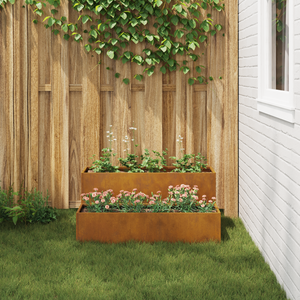 Fioriera da Giardino 2 Livelli 100x60x45 cm Acciaio Invecchiato