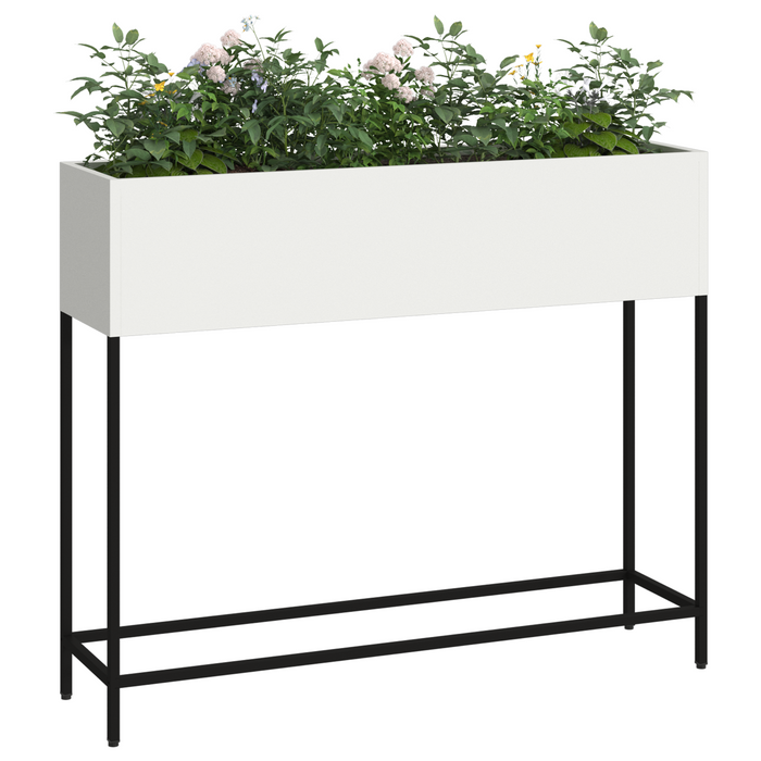 Fioriera Elevata 100x26x82 cm Acciaio Bianco