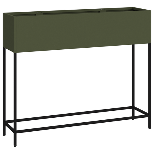 Fioriera Rialzata 100x26x82 cm Verde Oliva In Acciaio