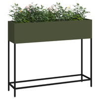 Fioriera Rialzata 100x26x82 cm Verde Oliva In Acciaio