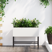 Cassone da Giardino Rialzato 60x26x45 cm Acciaio Bianco
