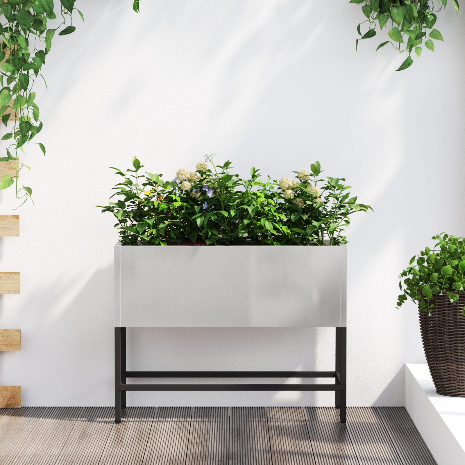 Fioriera rialzata 60x26x45 cm Acciaio inossidabile