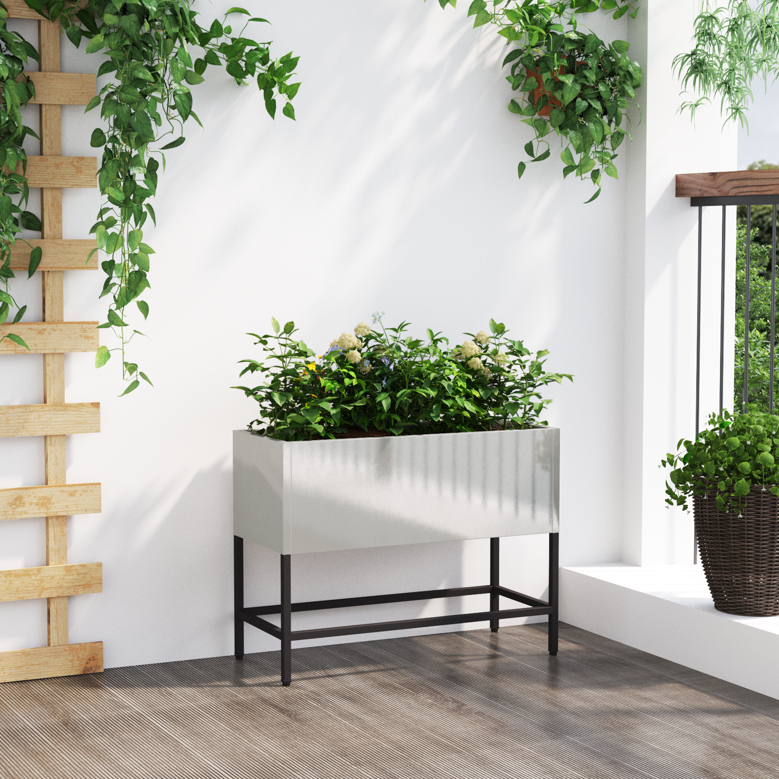 Fioriera rialzata 60x26x45 cm Acciaio inossidabile