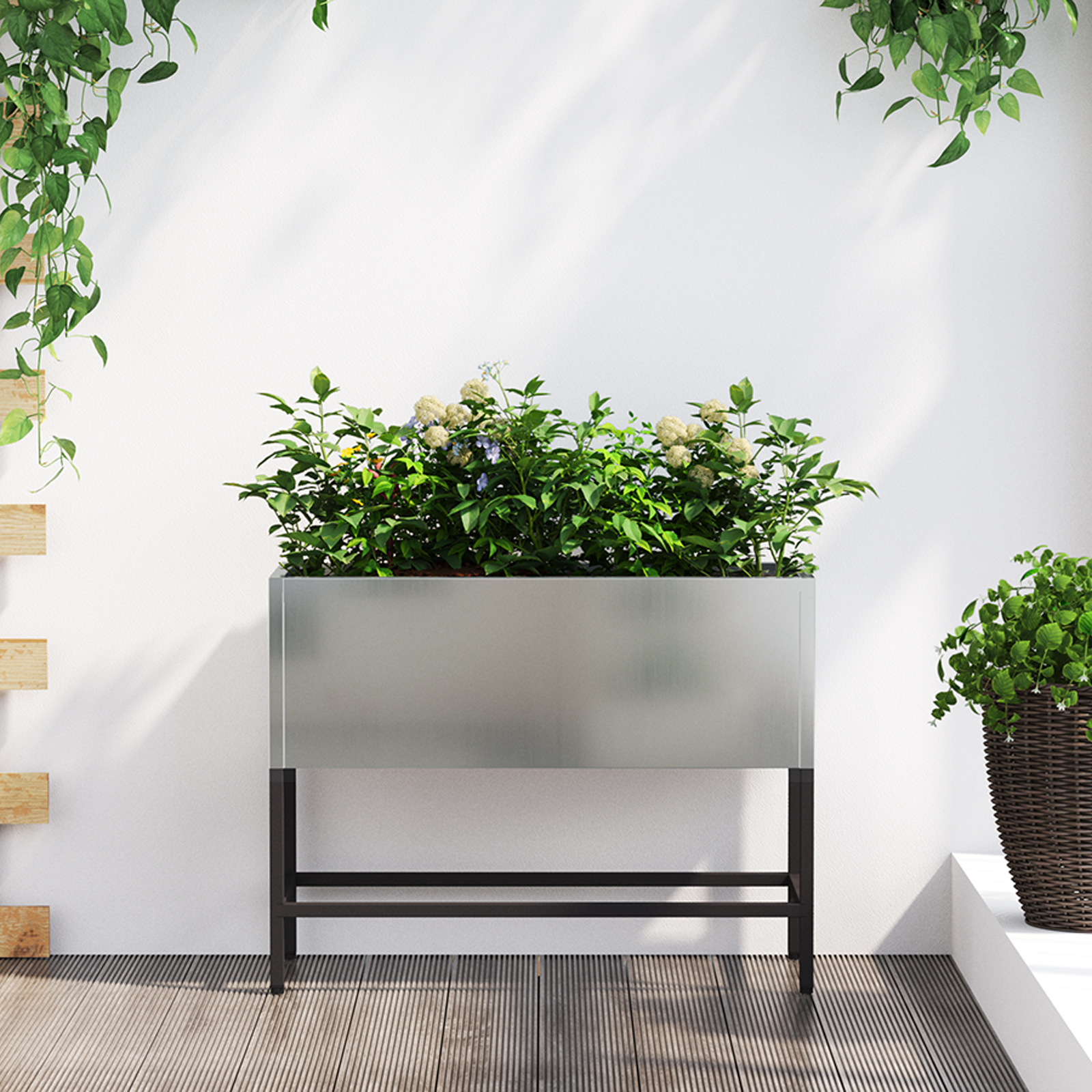 Lettiera per Giardino 60x26x45 cm Acciaio Zincato