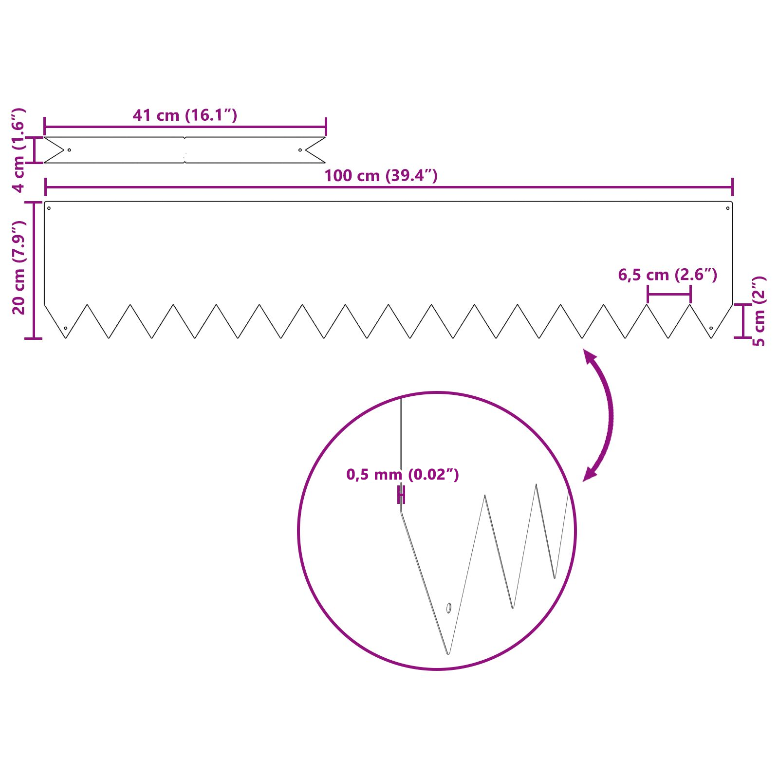 Bordi per Prato 10 pezzi 100x0.5x20 cm Acciaio Inossidabile