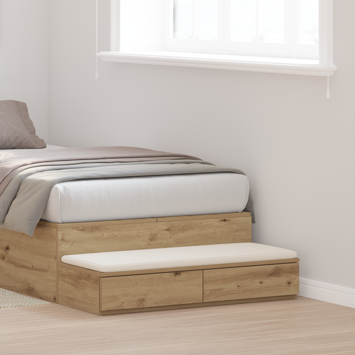 Contenitori per Letto  in Rovere Artigianale 100x36,5x16,5 cm in Legno Ingegnerizzato