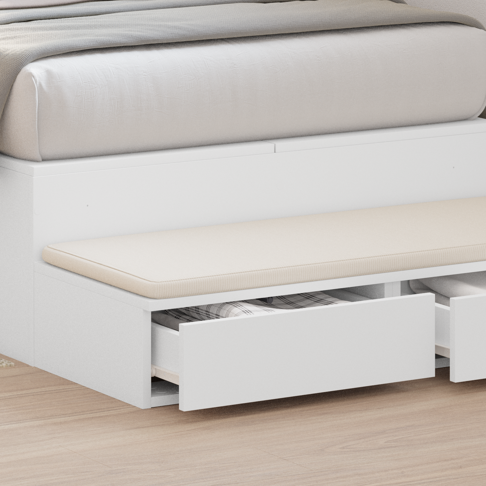 Cassetti per letto bianco  75x36,5x16,5 cm in legno ingegnerizzato