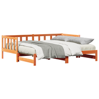 letto giorno con letto estraibile Marrone cera 180x200 cm Legno massello di pino