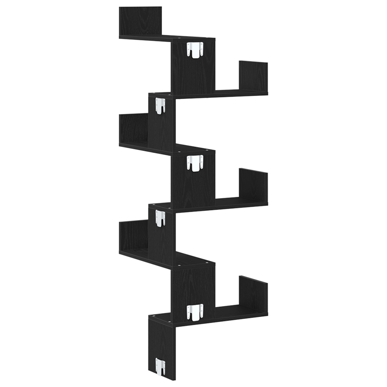 Mensola Angolare vitaXL Nero Rovere 45x45x147 cm Legno ingegnerizzato