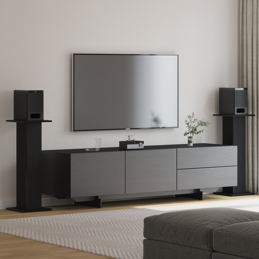 Supporti per altoparlanti  2 pz Rovere Nero 30x30x80 cm Legno ingegnerizzato