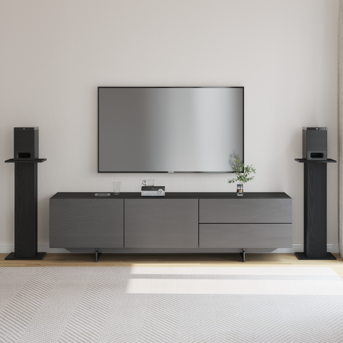 Supporti per altoparlanti  2 pz Rovere Nero 30x30x80 cm Legno ingegnerizzato