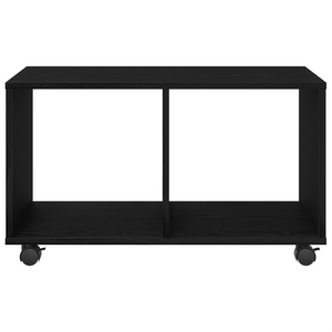 Tavolino con Ruote Rovere Nero 72x33x42,5 cm Legno Ingegnerizzato