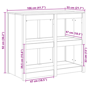 Mobile da cucina da esterno 106x55x92 cm in legno massiccio di abete di Douglas