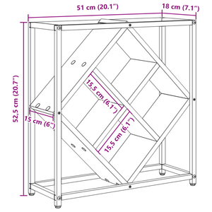 Portabottiglie in rovere affumicato 51x18x52,5 cm in legno ingegnerizzato