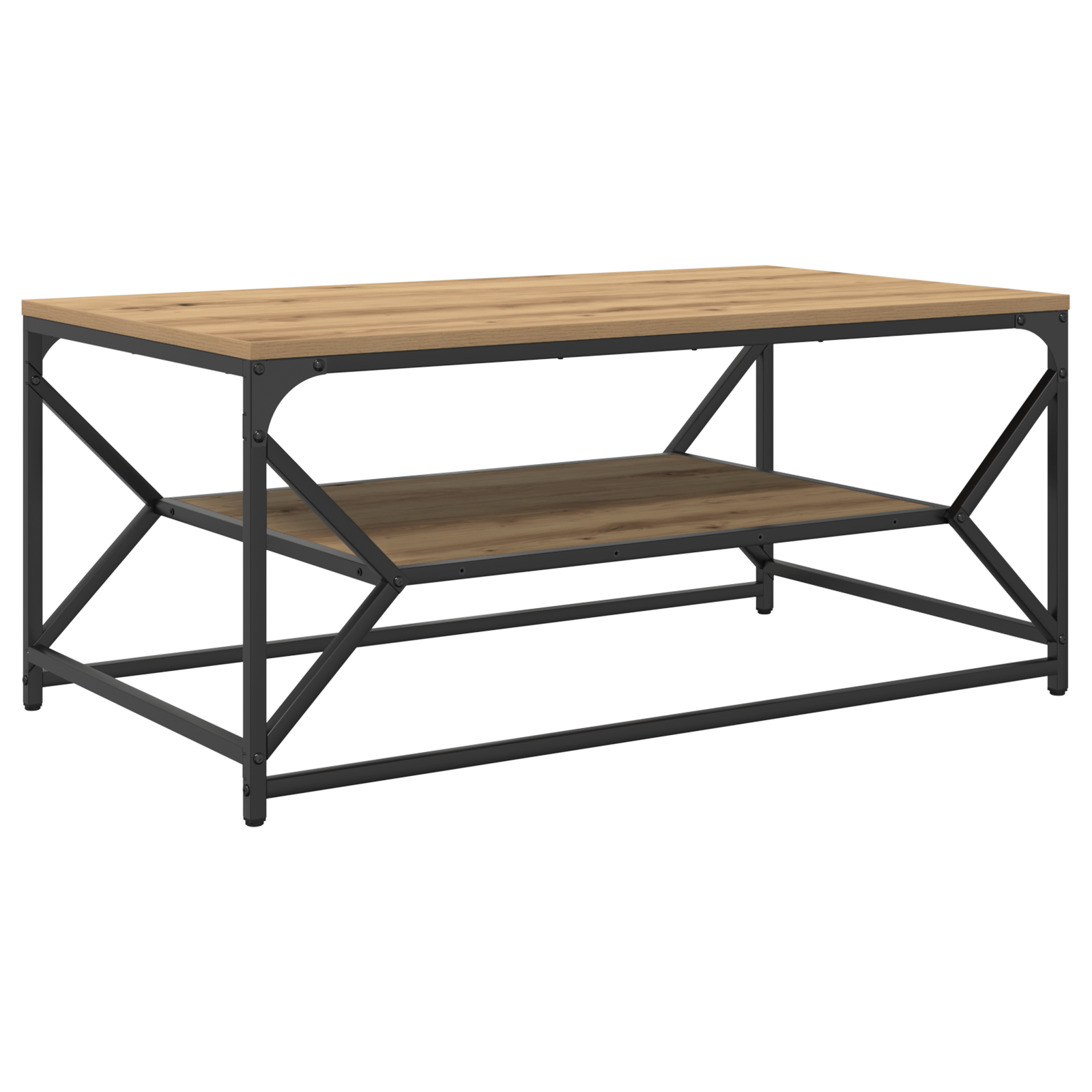 Tavolino da caffè  con piano in Rovere Artigianale 90x50x40 cm in Legno Ingenerizzato