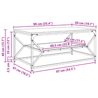 Tavolino da caffè  con piano in Rovere Artigianale 90x50x40 cm in Legno Ingenerizzato