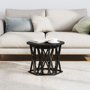 Set di 2 Tavolini Nesting Nero e Quercia in Legno Ingegnerizzato