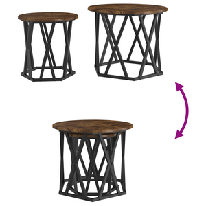 Tavolini Impilabili 2 pz Legno Fumoso