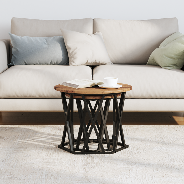 Tavolini da Vassoio 2 pz in Legno Vecchio e Legno Ingegnerizzato