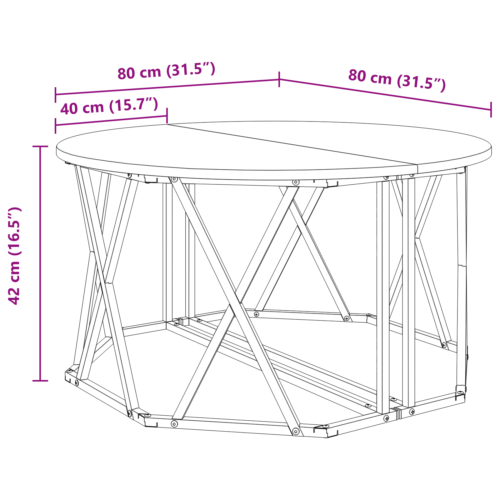 Tavolino da caffè in legno antico 80x80x42 cm in legno ingegnerizzato