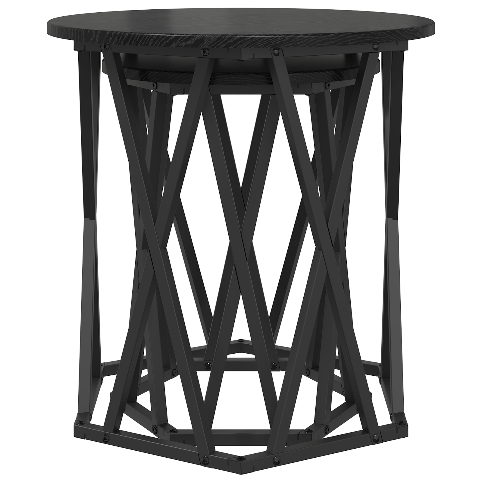 Tavolini 2 pz Nero Rovere Legno Ingegnerizzato