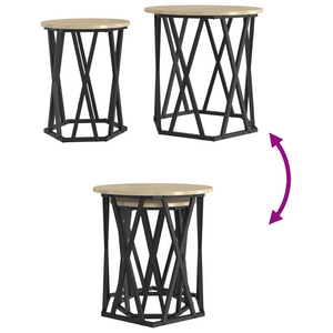 Set di 2 tavolini  in legno ingegnerizzato rovere Sonoma