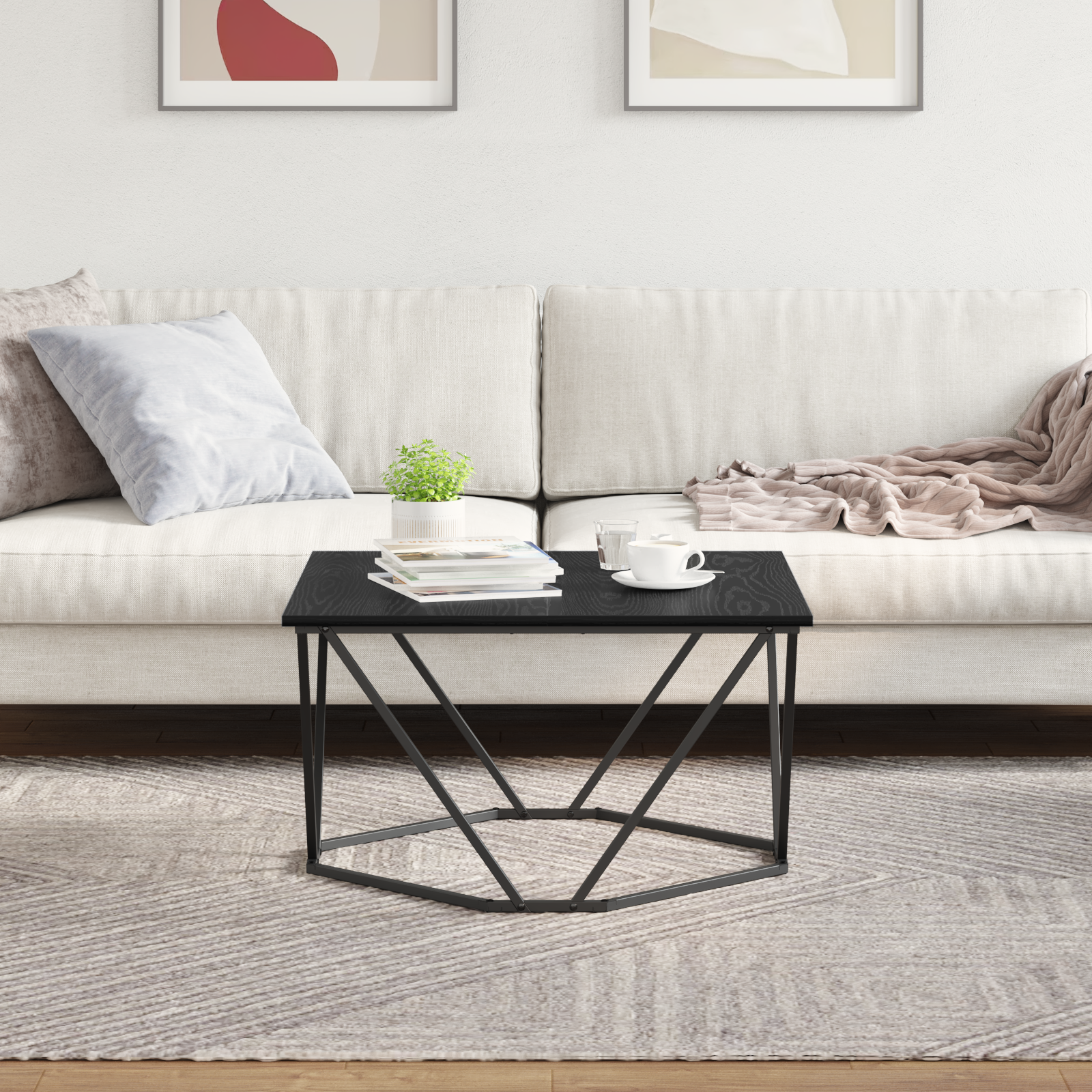 Tavolino da caffè Nero Rovere 80x80x45 cm Legno ingegnerizzato