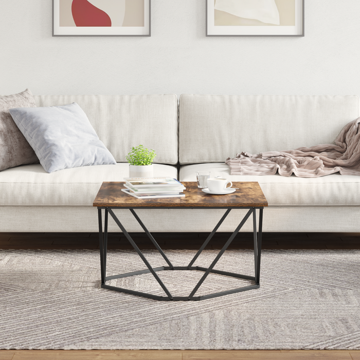 Tavolino da caffè in rovere affumicato 80x80x45 cm in legno ingegnerizzato