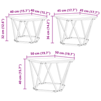Tavolini 3 pz Nero Rovere Legno Ingegnerizzato