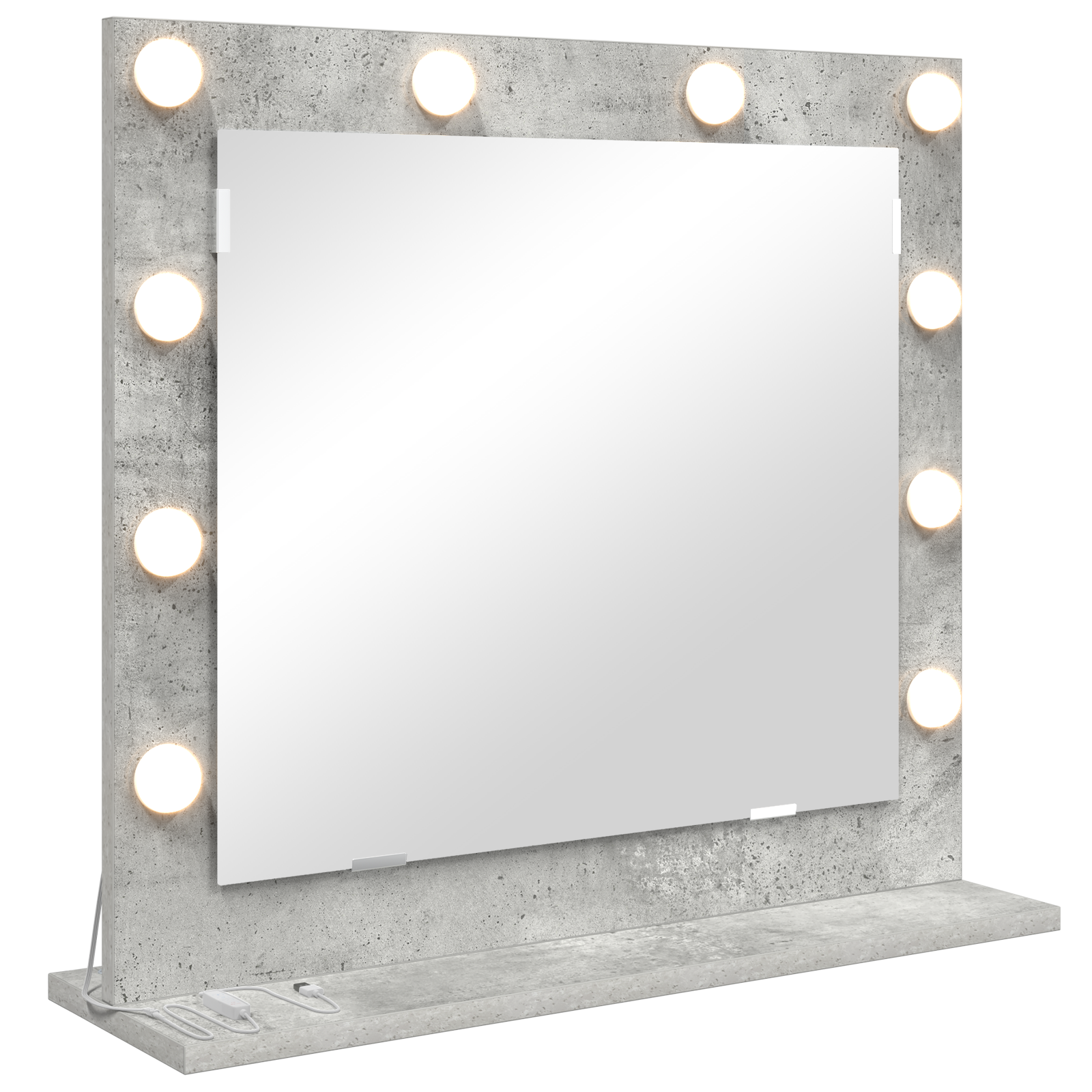 Specchio da toeletta con luci LED Grigio cemento 60x55x18 cm