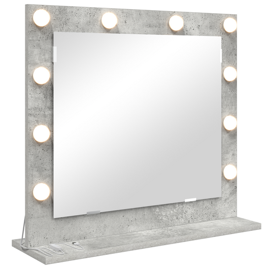 Specchio da toeletta con luci LED Grigio cemento 60x55x18 cm