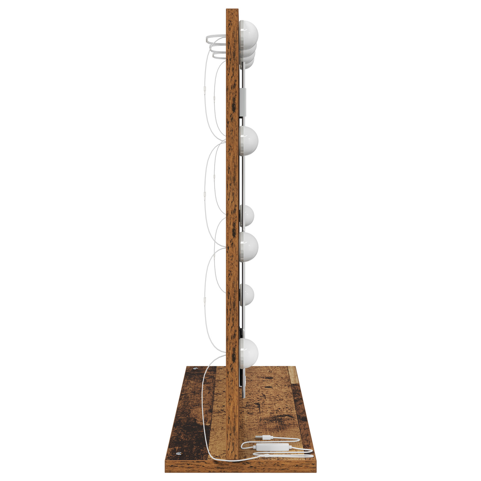 Specchio Vanity con Luci LED Legno Antico 60x55x18 cm