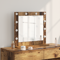 Specchio Vanity con Luci LED Legno Antico 60x55x18 cm