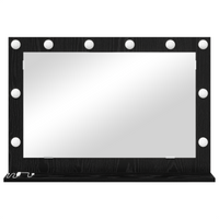 Specchio da toeletta con luci LED Rovere Nero 80x55x18 cm