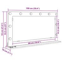 Specchio da Toeletta Grigio cemento Cemento 100 x 55 x 18 cm