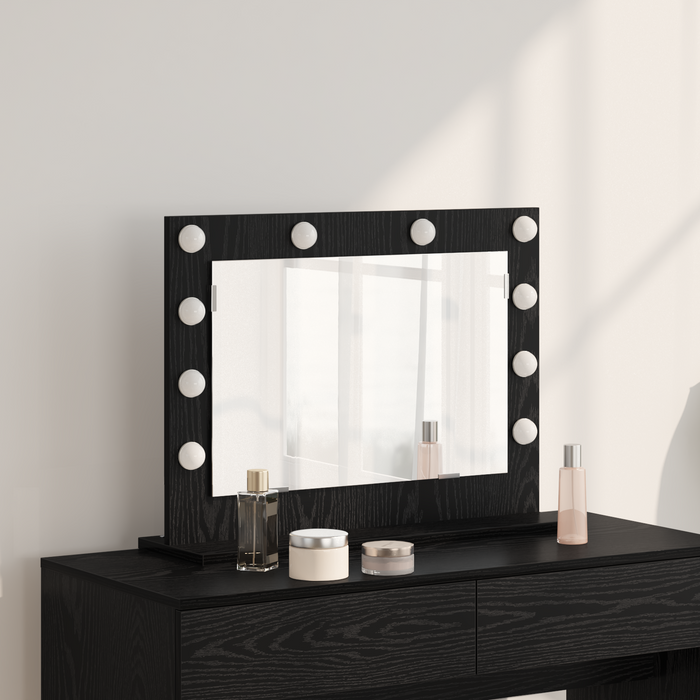Specchio Vanity con luci LED Rovere Nero 60x45x18 cm