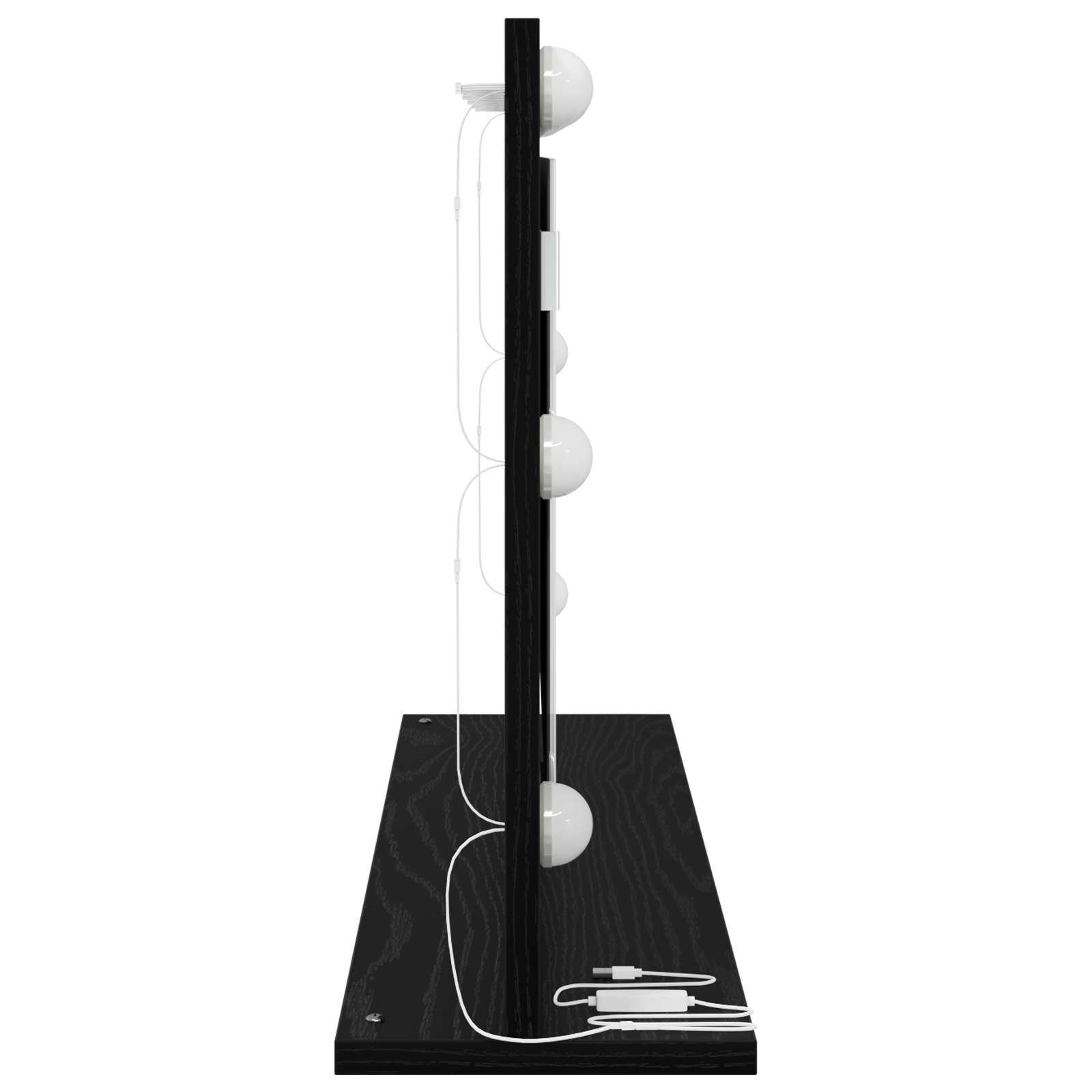 Specchio da toeletta con luci a LED Frassino Nero 80x45x18 cm