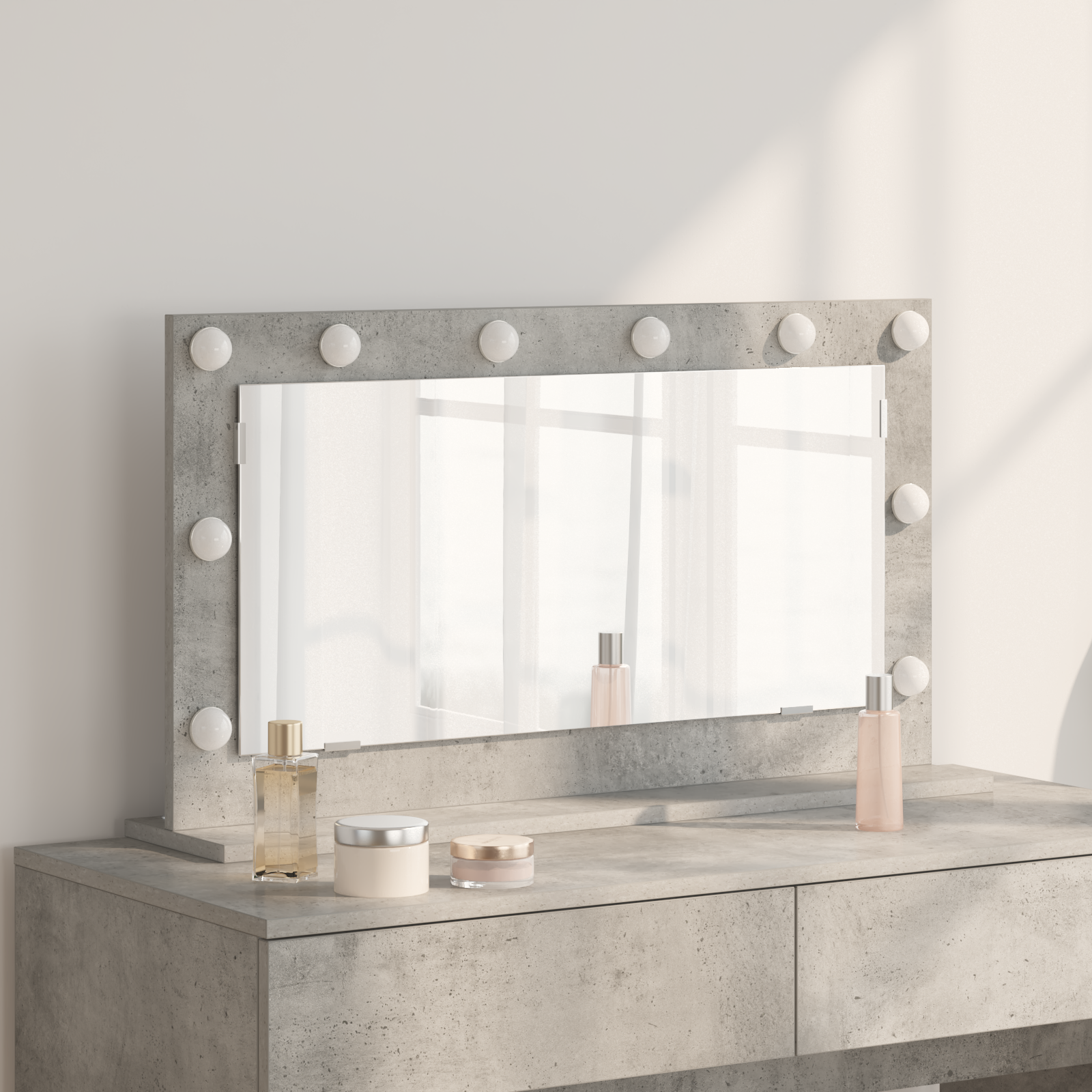 Specchio da Toeletta Grigio cemento Cemento 80 x 45 x 18 cm