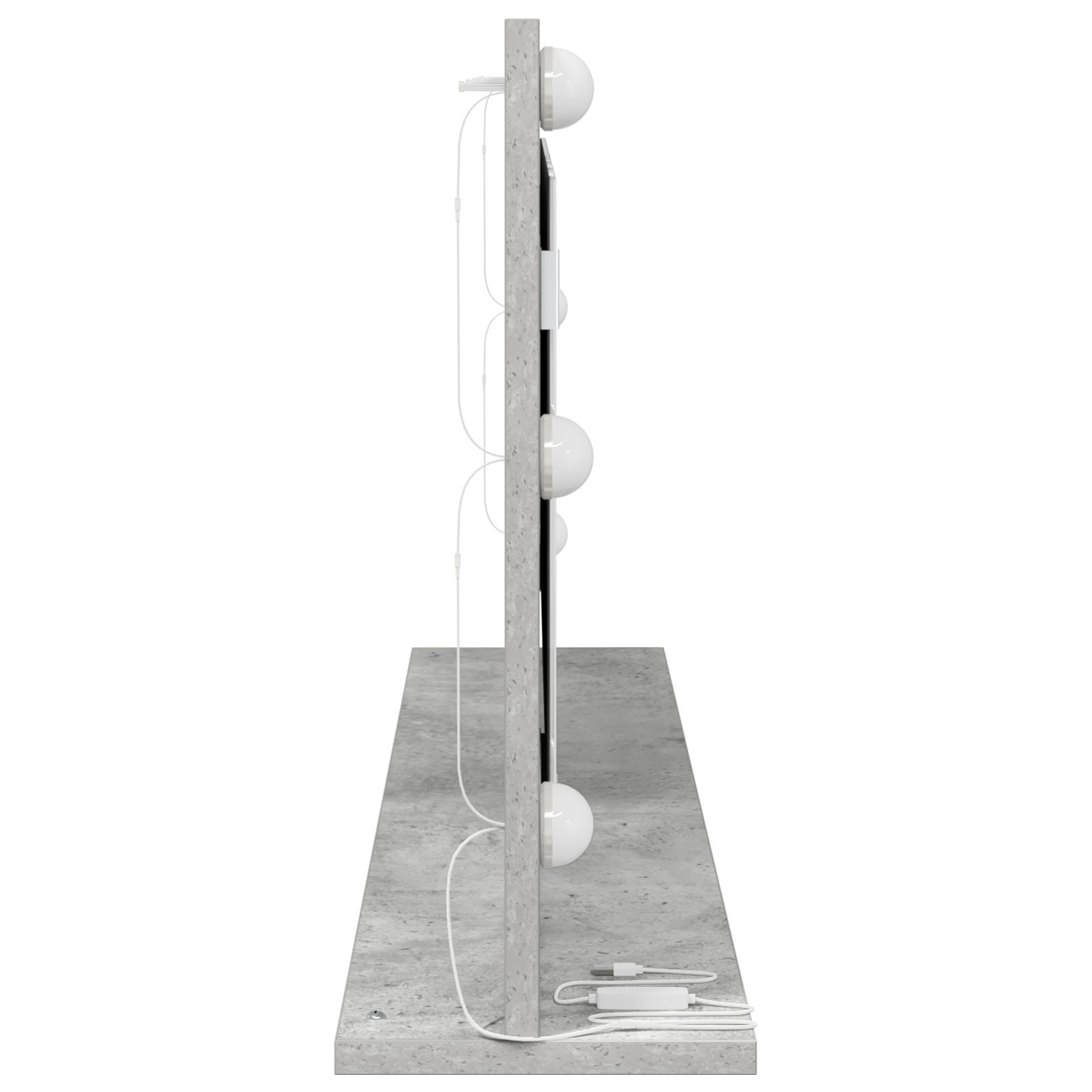 Specchio da toeletta con luci LED Grigio cemento 100x45x18 cm