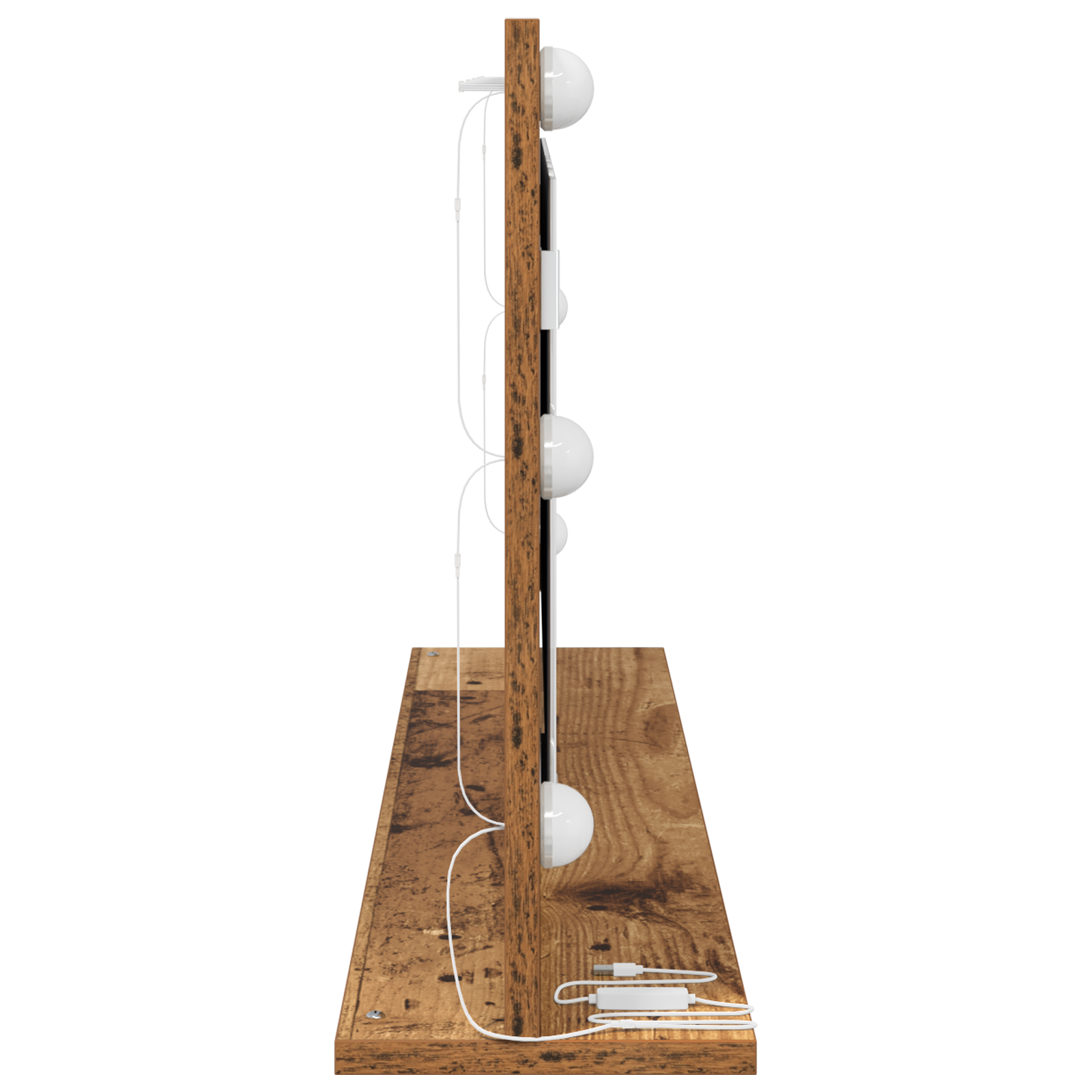 Specchio da toeletta con luci a LED in legno vecchio 100x45x18 cm