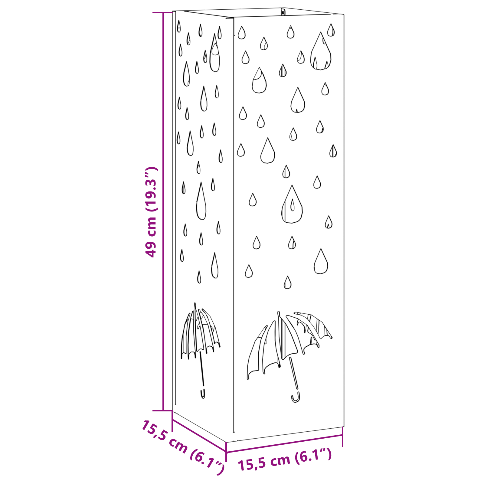 Portaombrelli Nero Metallo Medio Motivo a Gocce
