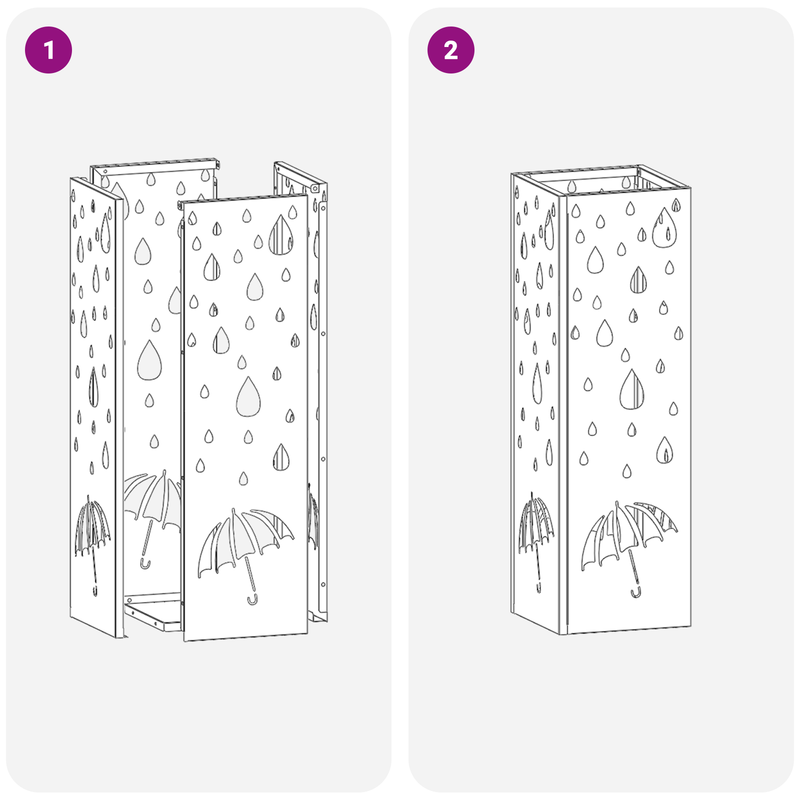 Portaombrelli Rosa Metallo Medio Design Decorativo Rettangolare