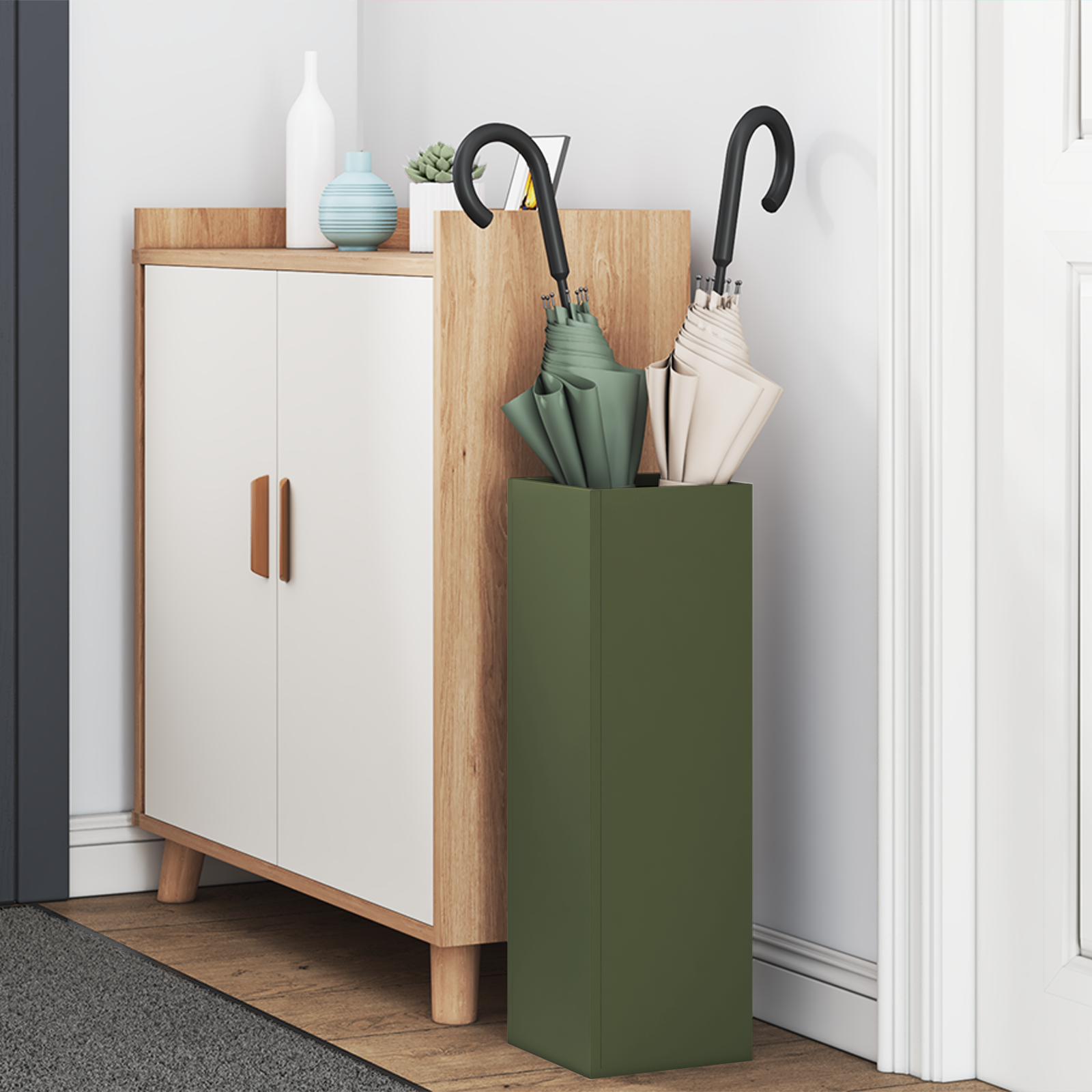 Portaombrelli Verde Oliva Metallo Medio Stoccaggio