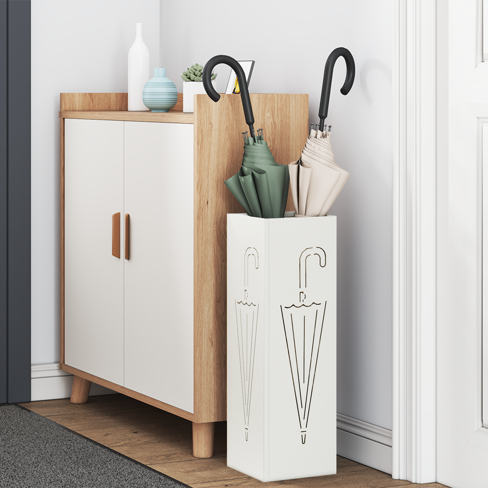 Portaombrelli Bianco Metallo Compatto Portaombrelli