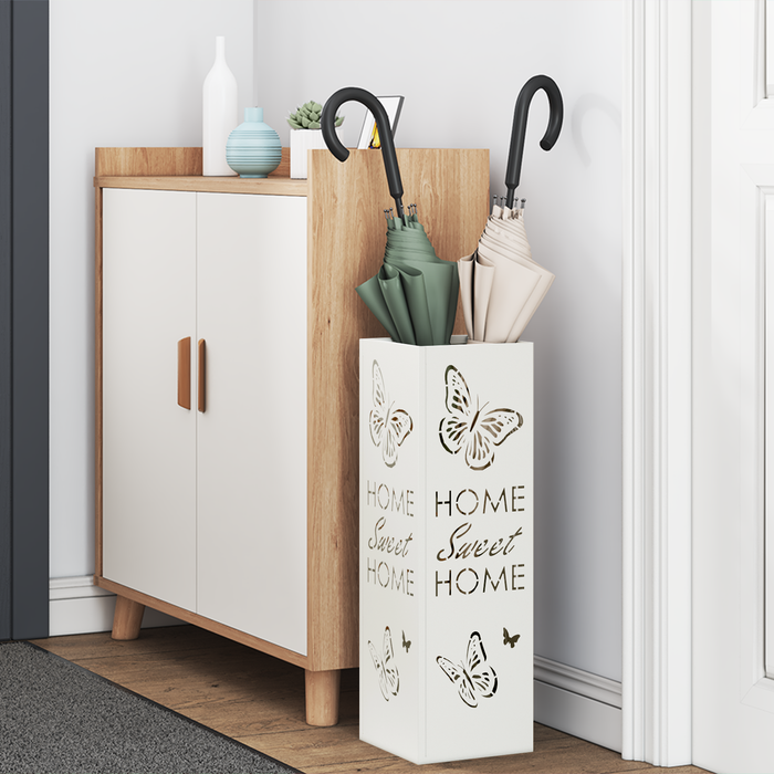 Portaombrelli Bianco Metallo Medio Motivo Decorativo